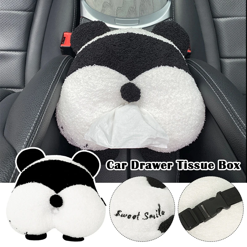 

Panda Car Drawer Tissue Box Armrest Hanging Net Creative Cute Doll Bag Multi-function Supplies Women Car Interior Accsesories