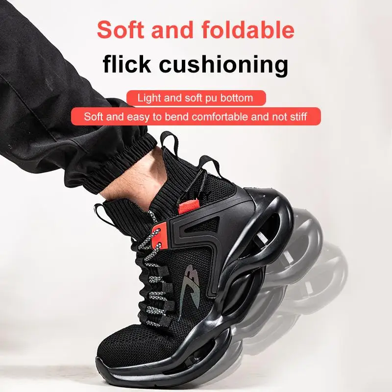 Lightweight Safety Shoes for Man Steel Toe Sneakers Breathable Work Security Boots Men Anti-stab Anti-smash Protective Footwear