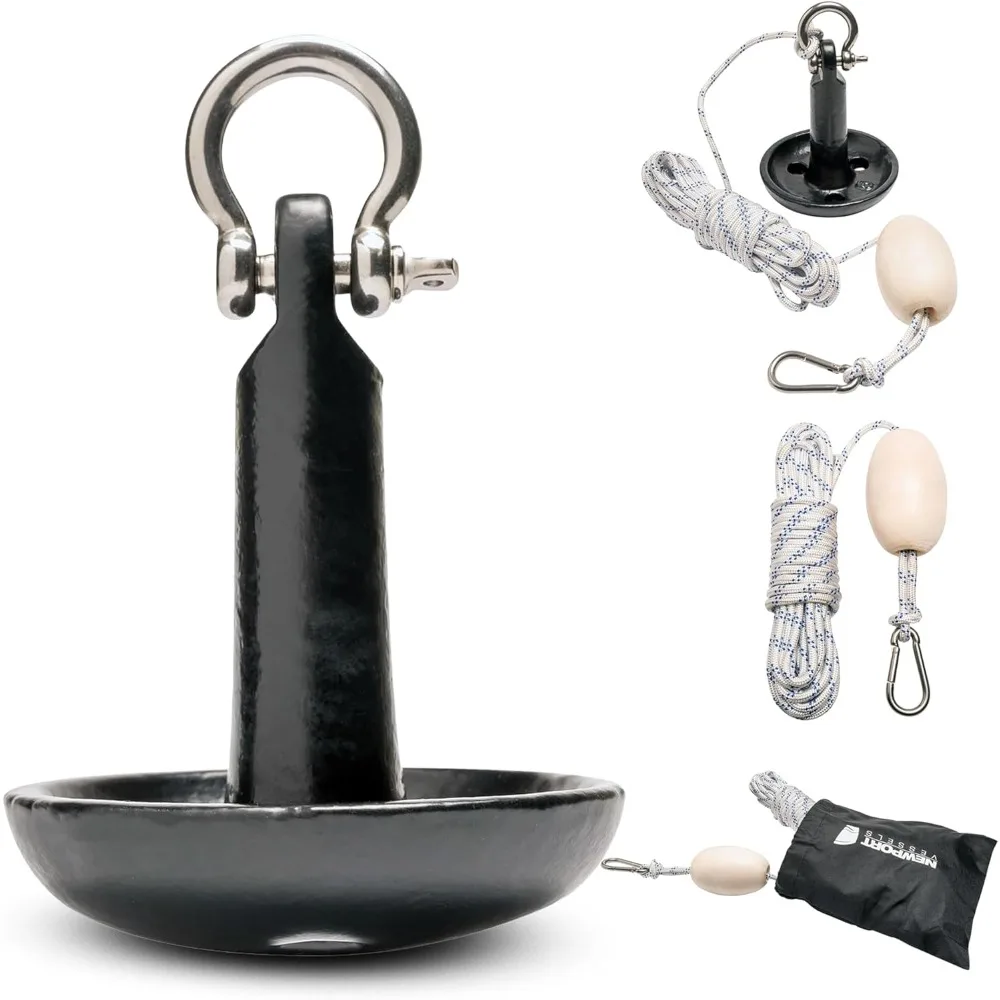 طقم مرساة الفطر نيوبورت بريميوم 10 رطل بما في ذلك الحقيبة والحبل والعوامة وإكسسوارات الفولاذ المقاوم للصدأ