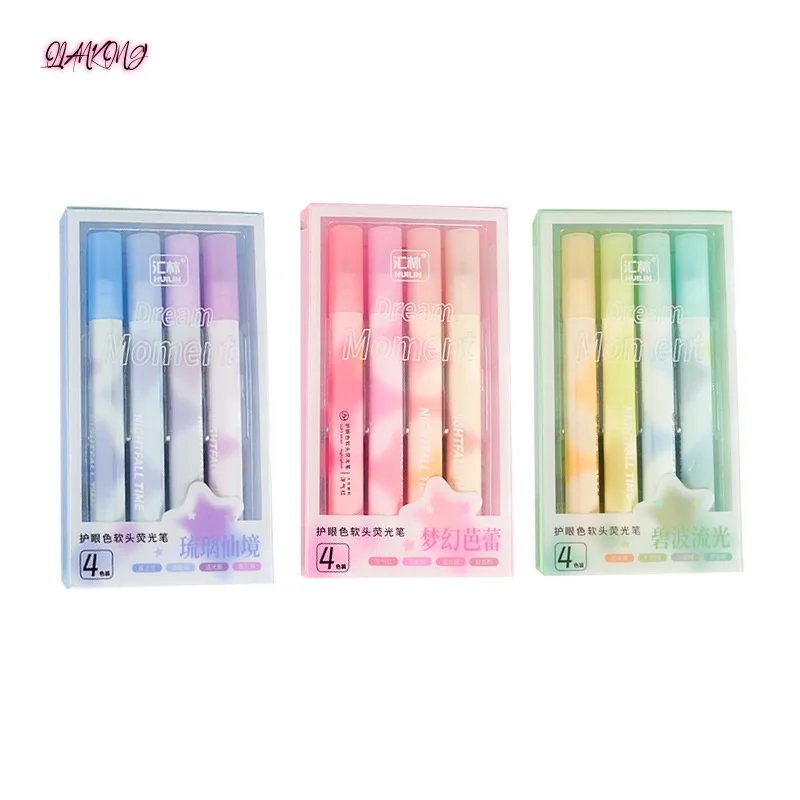 

4PCS/Set Multicolored Highlighter Pen Soft Color Marker Oblique Head Graffiti DIY Scrapbook Painting Pen Draw Art Supply