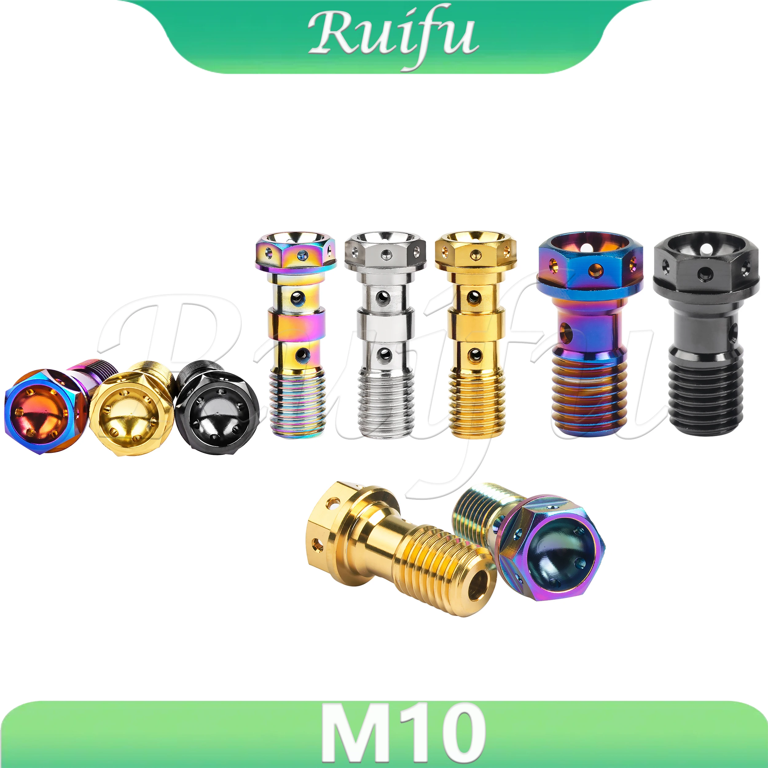 

Ruifu Titanium Bolt M10 1.0/1.25mm Pitch Hexagon Hollow Flange Head for Motorcycle Brembo Brake Line Single/Double Hole