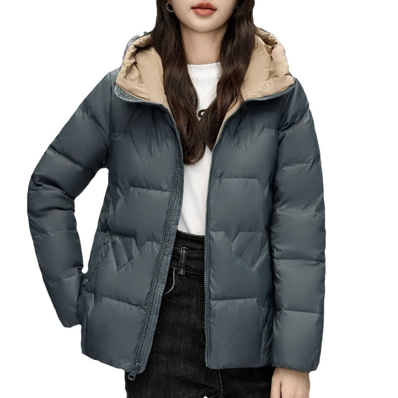 Mulheres jaqueta curta inverno novo estilo coreano casaco de penas de pato quente acolchoado