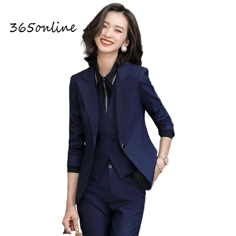 

Formal Uniform Designs Pantsuits for Women Business Work Wear Suits Spring Autumn Ladies Office Blazers OL Styles Pantsuits