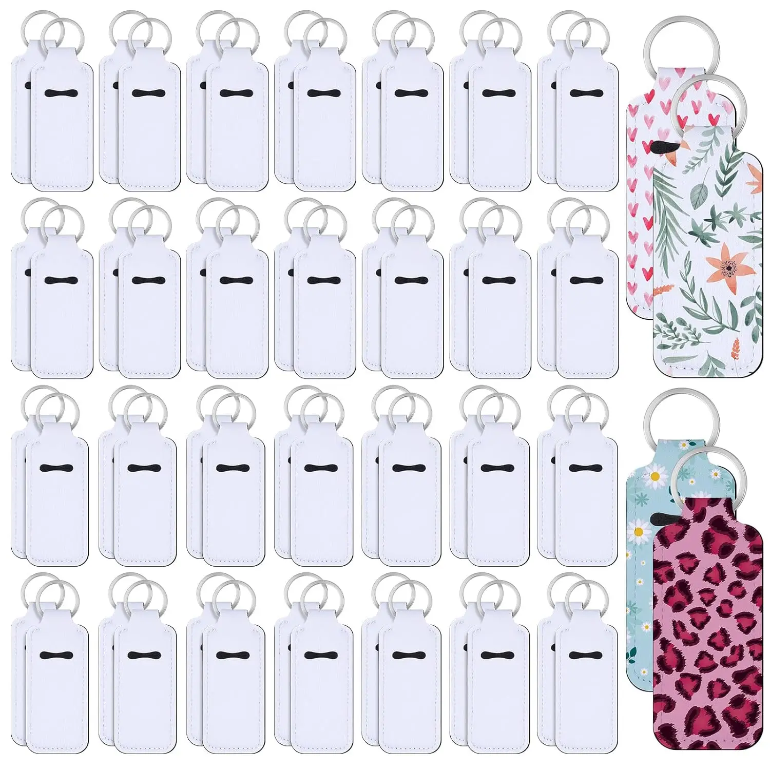 100pcs Lipstick Holder Keyrings Sublimation Blanks Portable Protective Cases Keychain For Women DIY Key Ring Travel Supplies