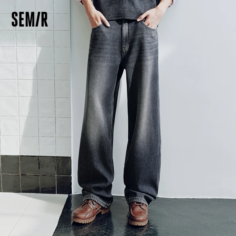 Semir Men Denim Jeans Loose Fit Straight Leg Vintage Wash 2026 New Winter Daily Wear Urban Casual Style Cold Weather Layering