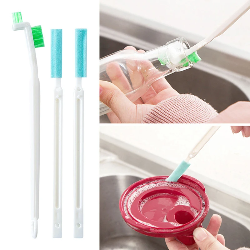 Kit de brosses à encoches pour tasse étroite et propre, manche long, ensemble de brosses pour livres de paille, tube en verre, nettoyeur d'espace de bouteille de lait pour bébé, outil de cuisine, 3 pièces