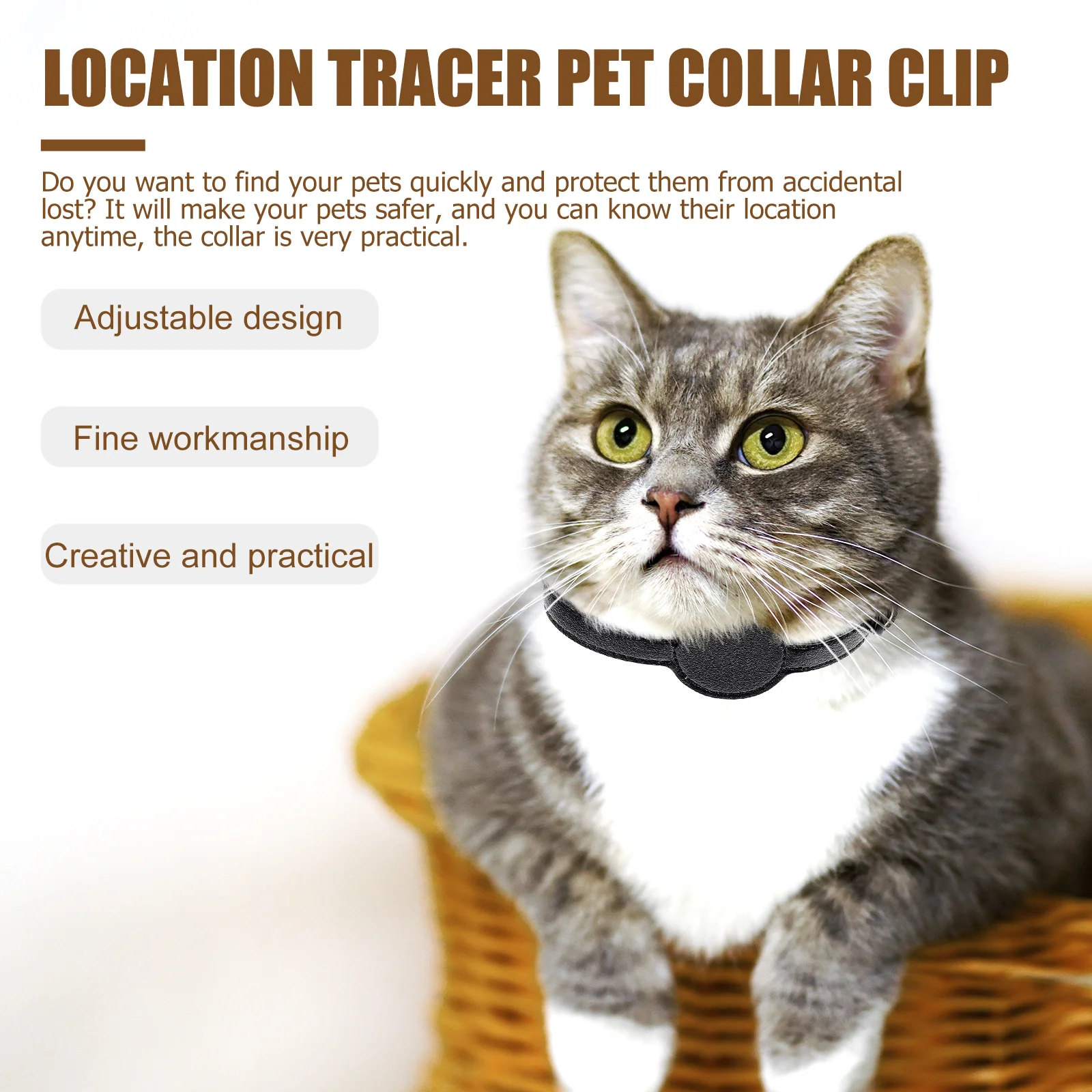

Pet Tracking Collar Puppy Tracer Ornament Kitten Light Weight for Cats Reflective Design Portable