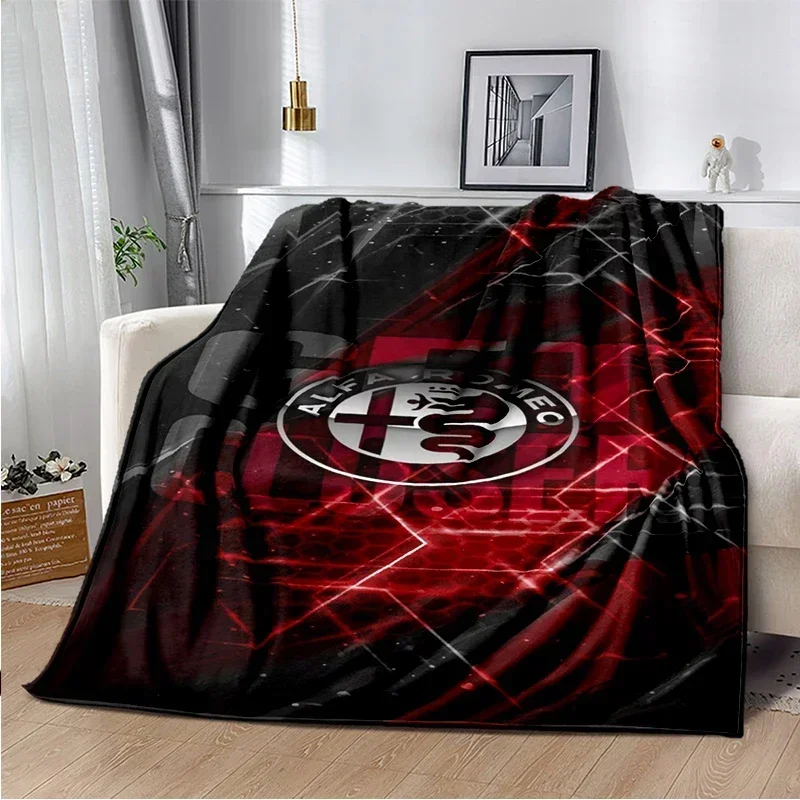 3D printing A-alfa Romeo Logo flannel Soft Blanket Comfortable Warm All Seasons  for Sofa Bed Bedroom Office Travel