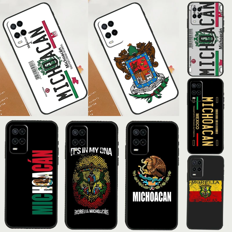 Michoacan-funda de teléfono bordada con placa de matrícula para Oppo A17 A18 A38 A58 A78 A98 A79 A40 A60 A80 A16 A76 A96 A15 A74 A94 A54 A77