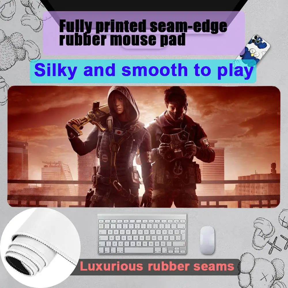 R-rainbow six-X Mouse Pad Gamer Gaming Rubber Seamed Mouse Pad Accessories Desk Keyboard Pad Computer Laptop