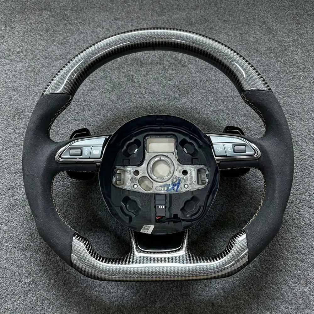 Steering Wheel Sport Carbon Fiber For Audi RS3 RS4 RS5 RS6 RS7 S3 S4 S5 S6 S7 Q3 Q5 Q6 Q7 A3 8P 8V 8Y A4 C6 A5 A6 A7 A8 TT TTRS