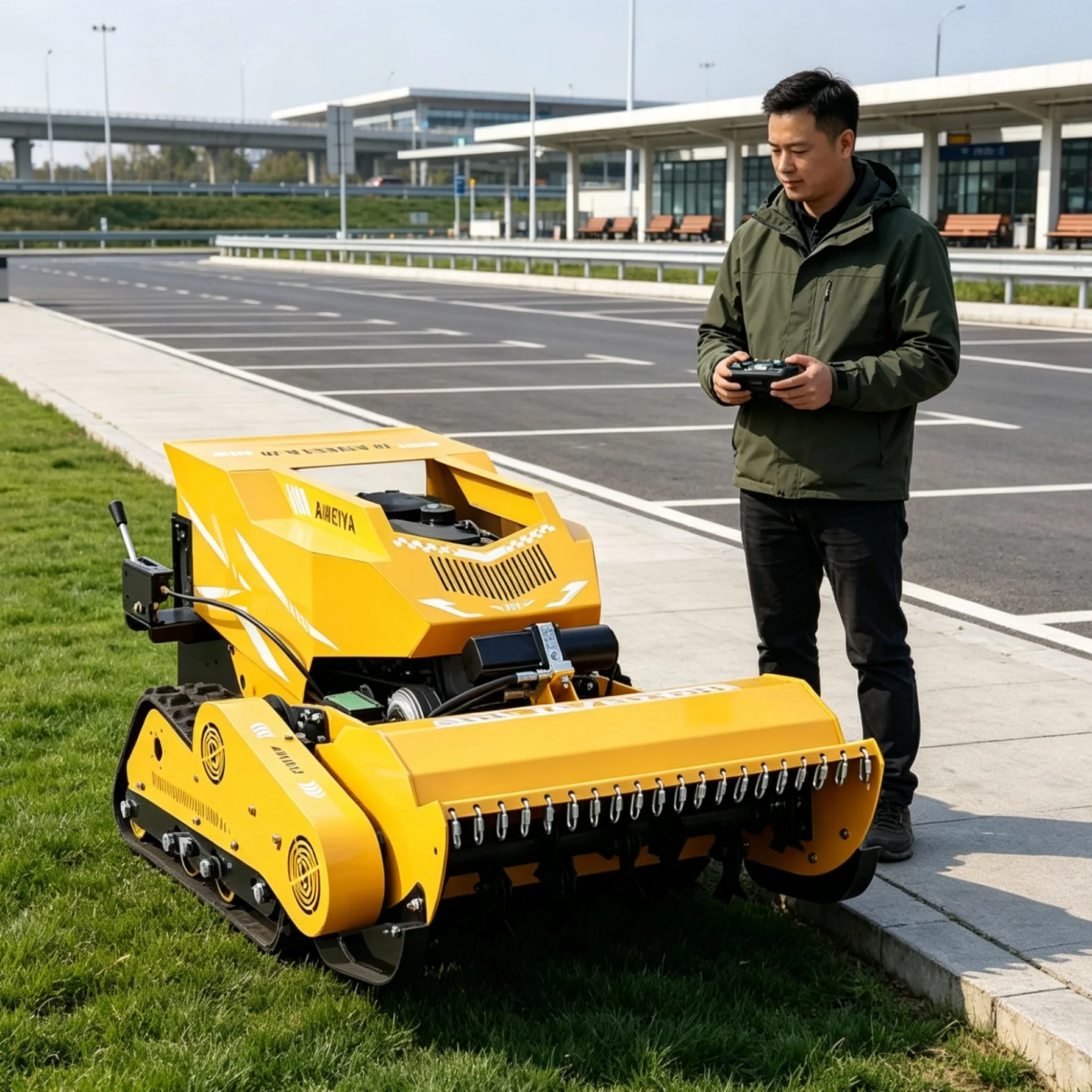 Customized 800SM Tracked Zero Turn Lawn Mower, Remote Control Self-propelled With Wireless Four-stroke Engine For Pasture Grass