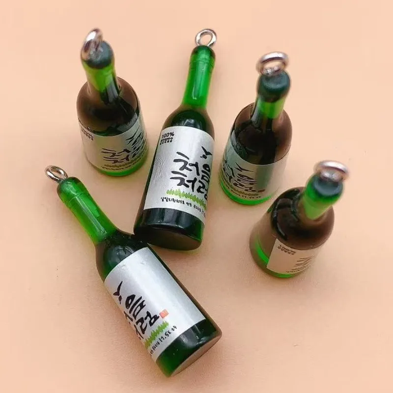 10pcs Mini Alcoholic Drink Bottle Resin Charms Popular Wine Bottles Pendant For Earring Keychain diy Cute Jewelry Making
