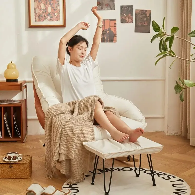 

Скандинавское одно кресло-качалка, кресло с откидной спинкой, бытовые стулья, свет для гостиной, роскошный балкон, диван для отдыха для взрослых, ленивый диван, стулья