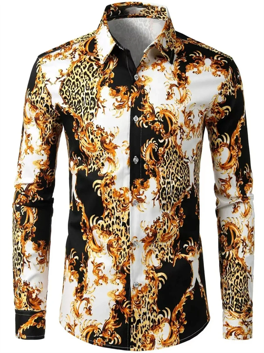 

Men's New Spring AutumnCasual Outdoor Luxury Suit Lapel Shirt Long Sleeve Soft Comfortable Material Floral Rose Red HD Pattern