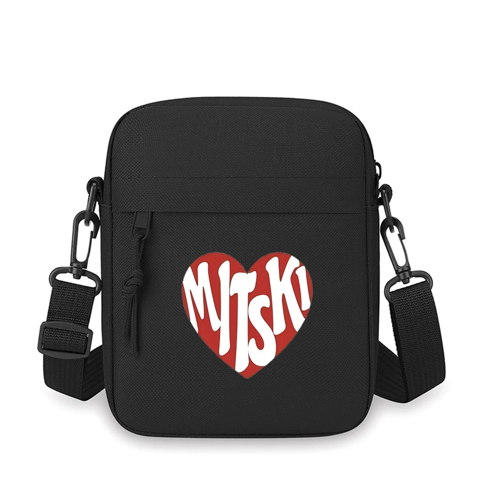 

Heart white bold letters design MTSK Men Crossbody Bag Single Shoulder Women Cartoon Anime Film Printing Design Unisex