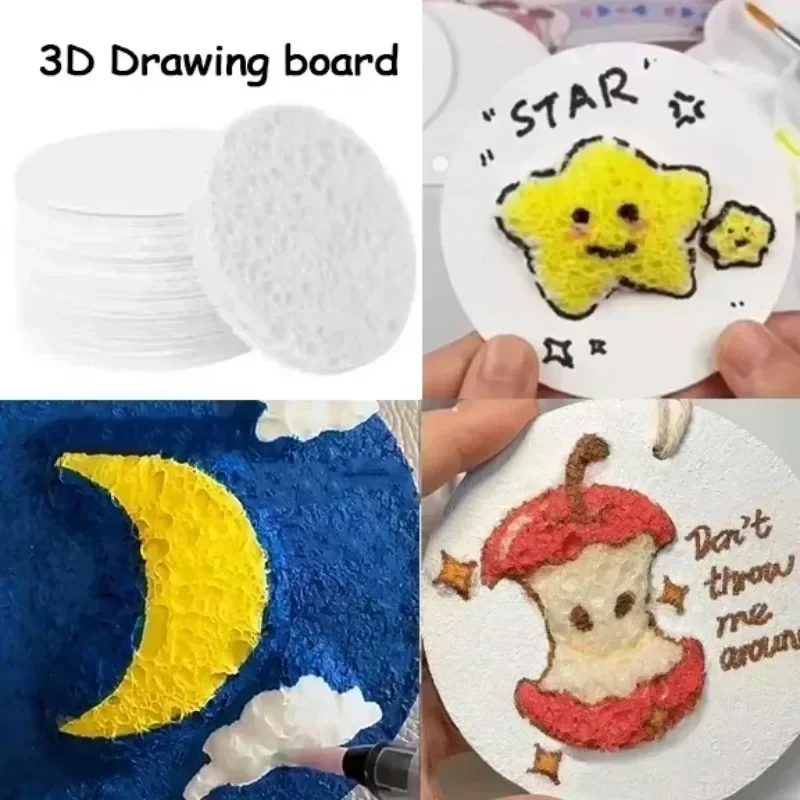 10/100Pcs 3D Drawing Magic Canvas Sponge Kids DIY Kids Painting Paper 3D Art Drawing Paper for Kids DIY Painting