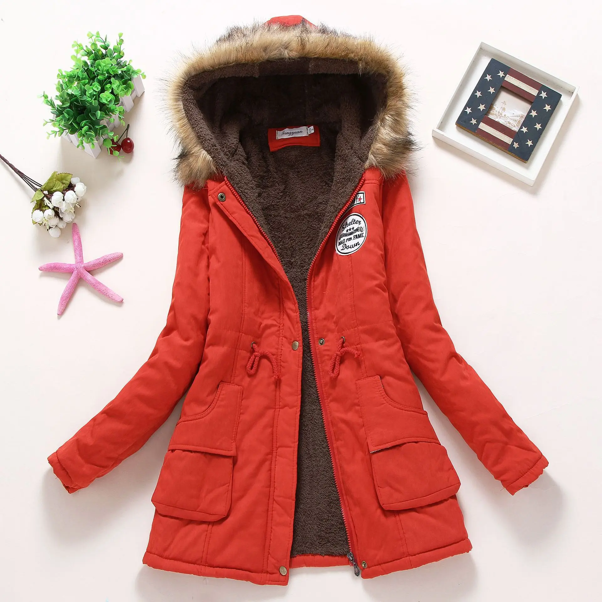 2024 New Autumn Winter Women Cotton Jacket Padded Casual Slim Coat Emboridery Hooded Parkas Wadded Warm Overcoat