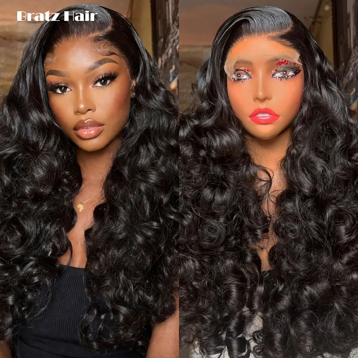 

Human Hair Natural Black 5by5 Closure Glueless Wig Human Hair 13x6 13x4 HD Lace Front Bouncy Curly Glueless Wigs for Black Woman