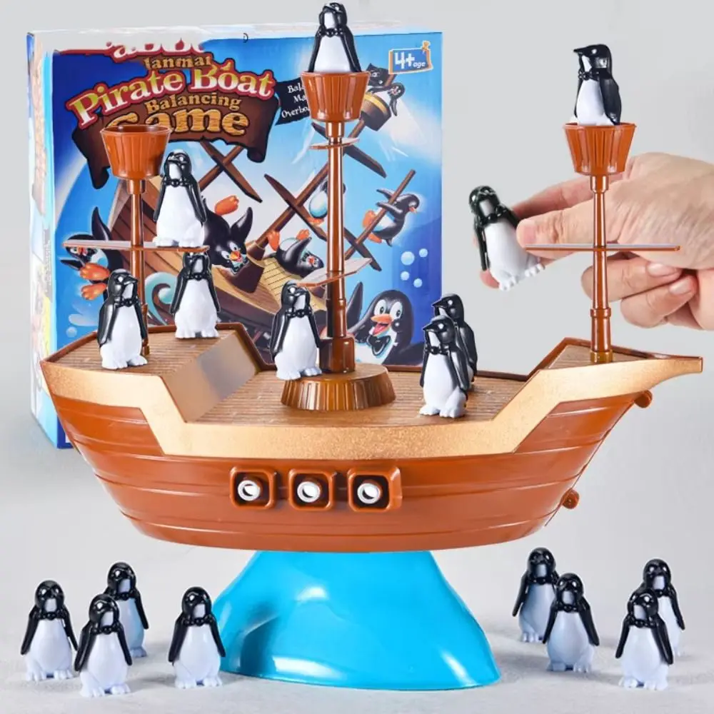1 set Educatief Pinguïn Piratenschip Balansspel Interactief leren Piratenboot Spel Speelgoed Plastic Stapelbaar