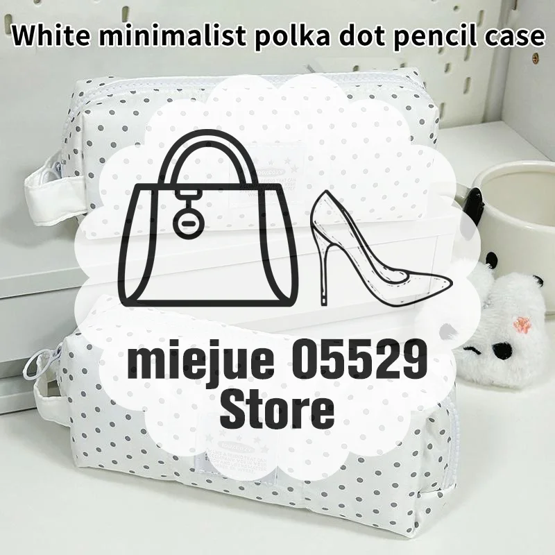 Polka Dot Pencil Case With Soft Padded Fabric And Smooth Zipper Perfect For Students School Office Stationery Storage