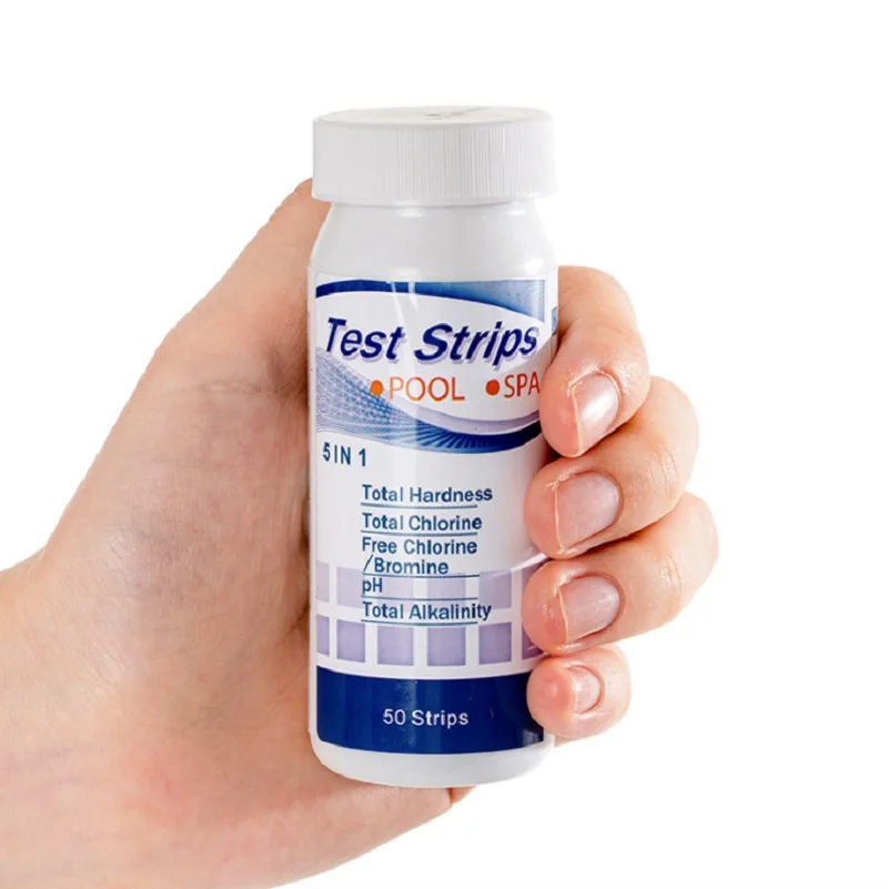 50 Uds 5 en 1 tiras reactivas de agua-Kit de probador de dureza de PH de cloro para SPA piscina acuario calidad del agua
