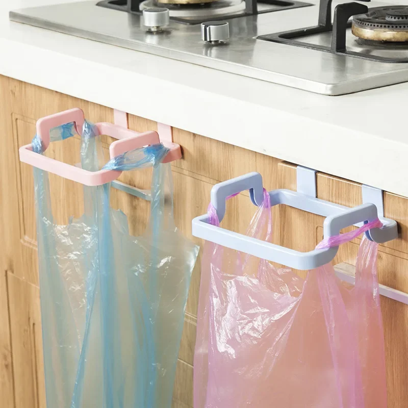 1Pcs Kitchen Hanging Cabinet Door Garbage Rack Door Back Garbage Bag Storage Rack Plastic Bag Rack Garbage Can Stand Rag Hanger