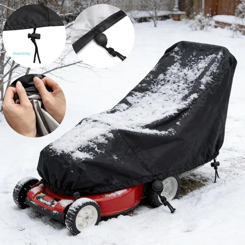 Black Outdoor Hand Push Grass Shovel Protective Cover Irregular Waterproof Furniture Cover 210D Oxford Cloth