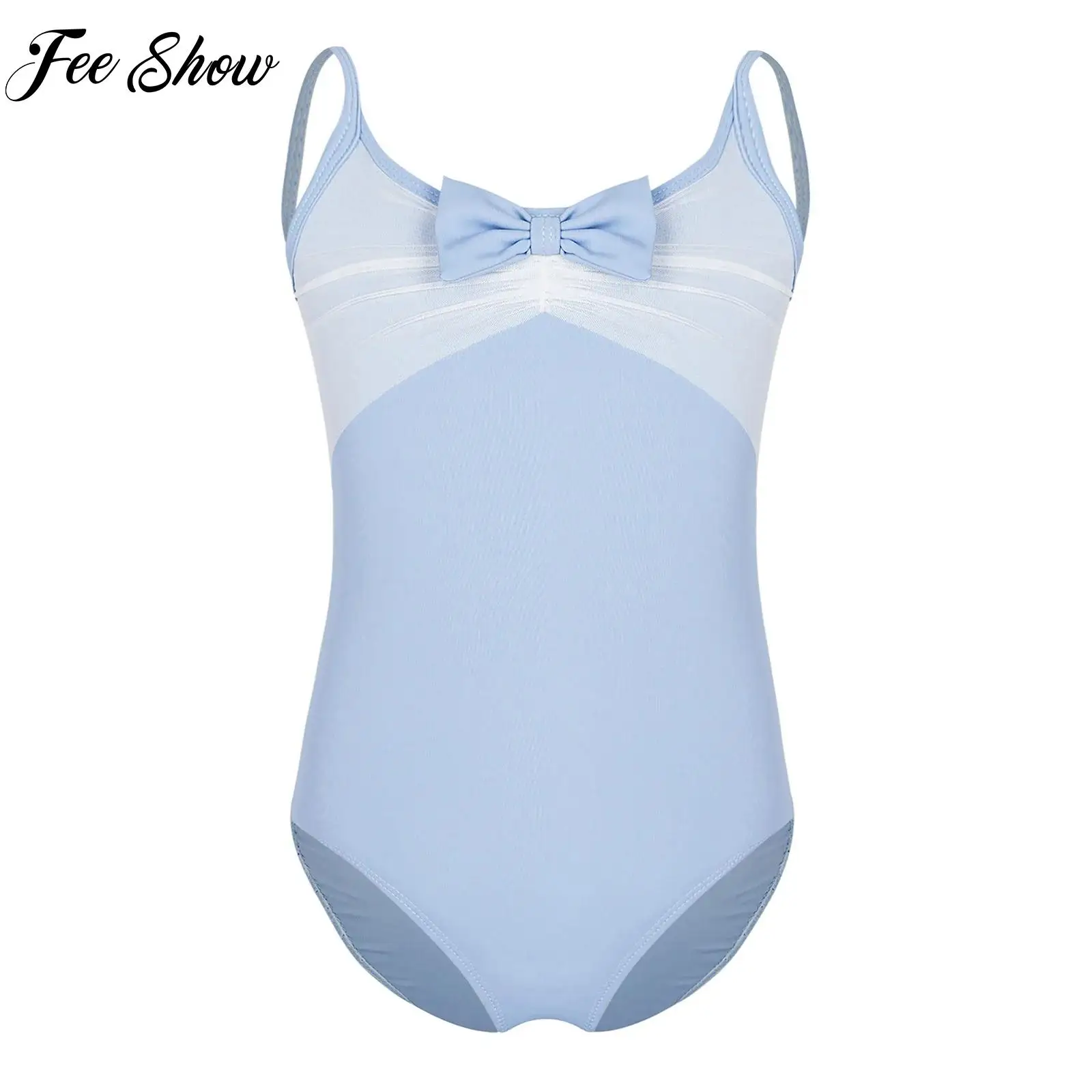 

Backless Leotard Kids Girls Spaghetti Straps Bow Ruched Bodysuit Dance Wear Ballet Gymnastics Stage Performance Daily Practice