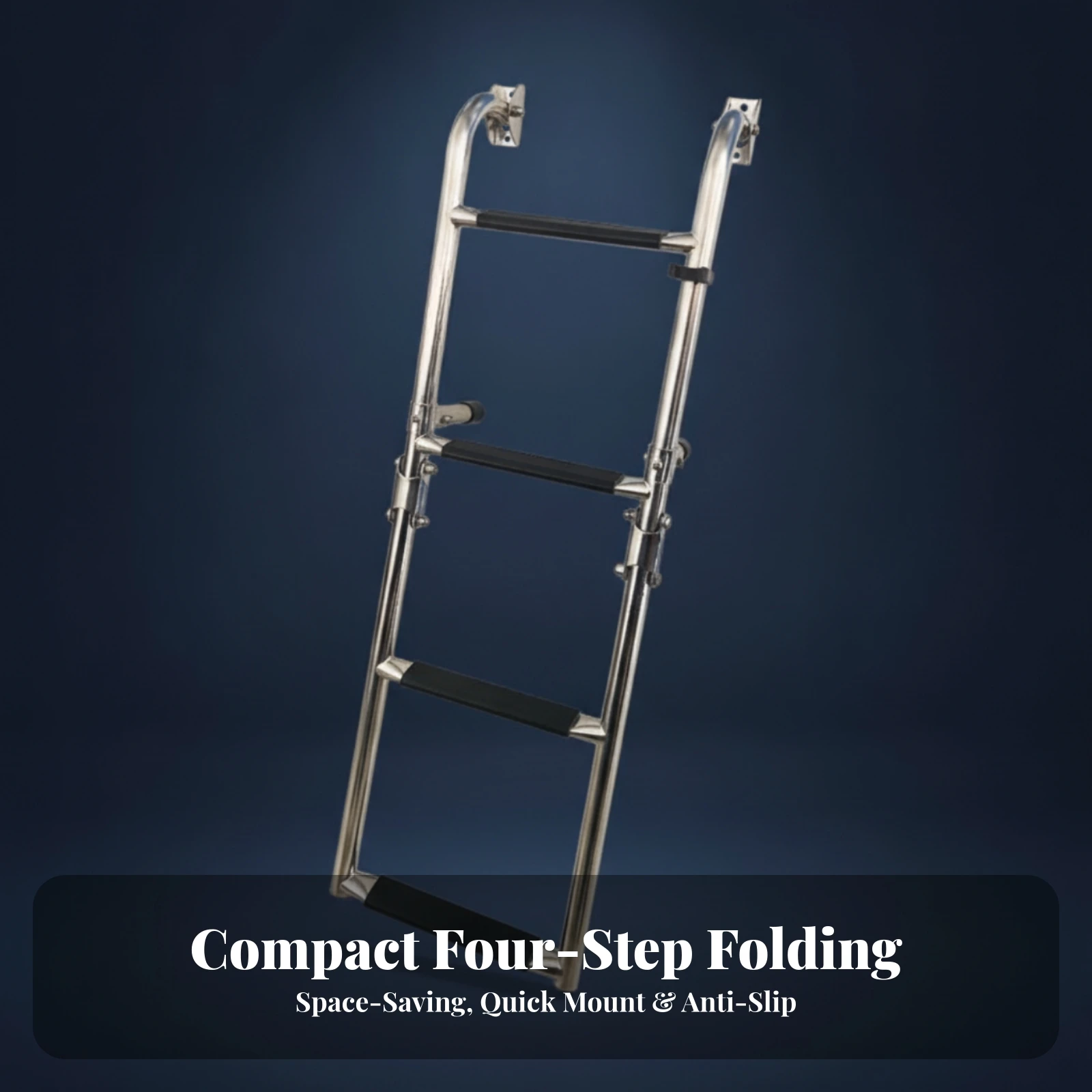 Marine Ladder with Anti-Slip Steps Stainless Steel Foldable Ladder with Mounting Hooks Compact Space-Saving for Yacht Owners