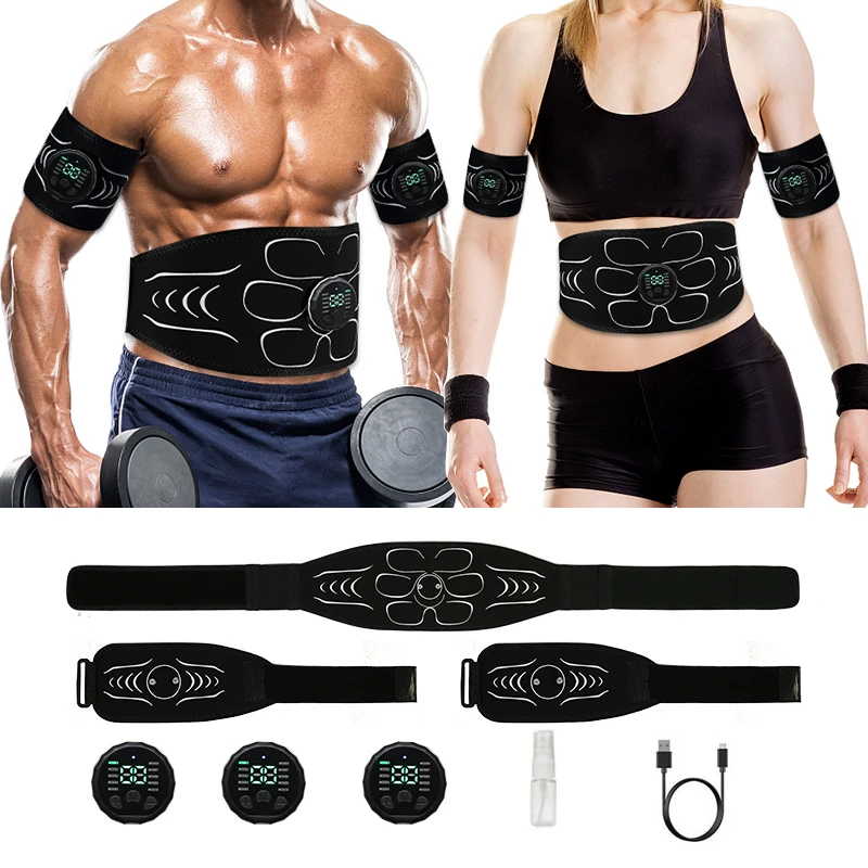 EMS Muscle Stimulator Abs Trainer Abdominal Muscle Toner Electronic Toning Belts Fitness Massage Slimming Device USB Recharge