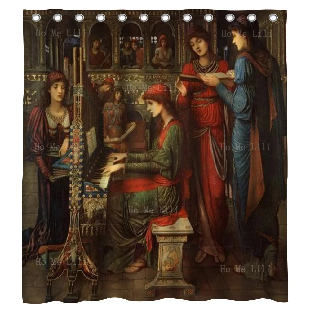 Art Poster Of John Melhuish Strudwick Vintage Pianist Shower Curtain For Bathroom Decor