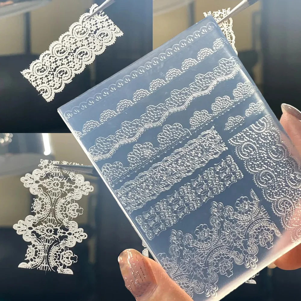 

1pc 3D Vintage Lace Flower Nail Art Silicone Molds Relief Floral Lace Design Mold Reusable Nail Stamping Mold DIY Manicure Tools