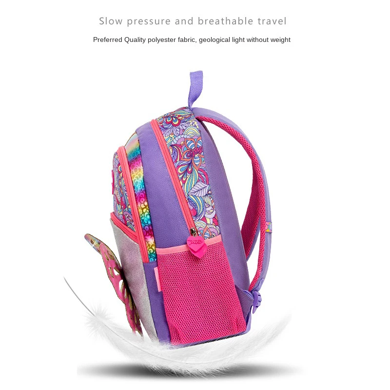 Imagem -06 - Bolsa Escolar Borboleta Arco-íris para Meninas Mochila Infantil para Crianças Bolsa de Escola Primária para Adolescentes 3d