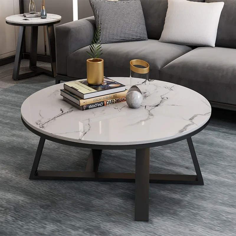 z cheap wholesale luxury Nordic style wrought iron living room round simple modern marble side table combination coffe table