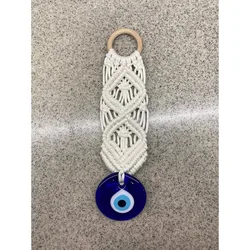 Lucky Eye Glass Blue Turkish Evil Eye Pendant Wall Hanging Macrame Handmade Decoration for Home Living Room Car Gift Home Decor
