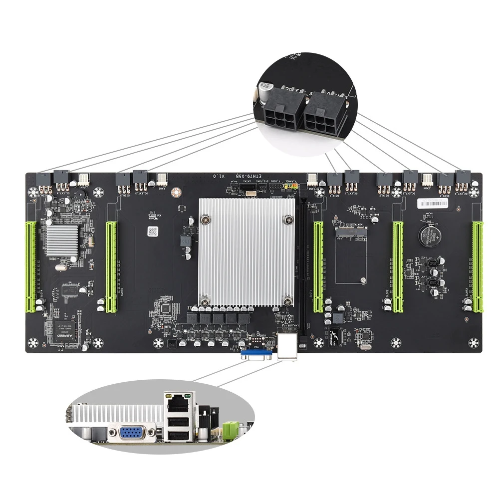 ETH79-X5B BTC 마이닝 마더보드(2620 CPU+8G DDR3 RAM+128G SSD 포함)