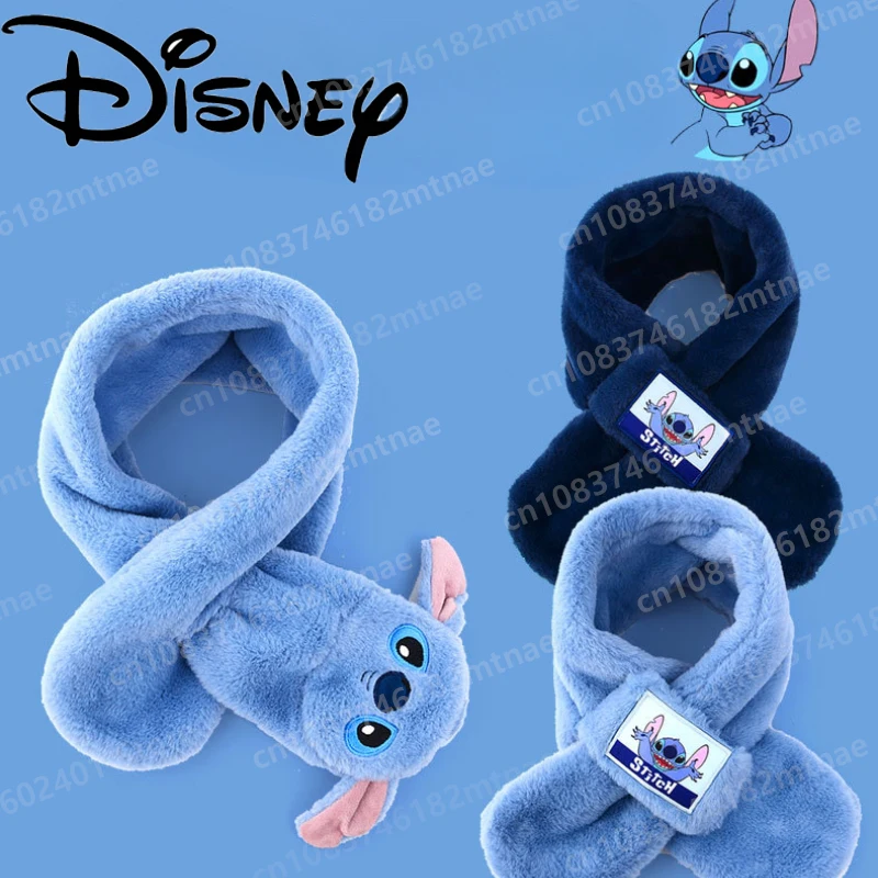 

Disney Cartoon Stitch Stitch Embroidered Scarf Winter Plush Warm Bib Boy Plus Fleece Thick Neck Cover Cold Children's Gift