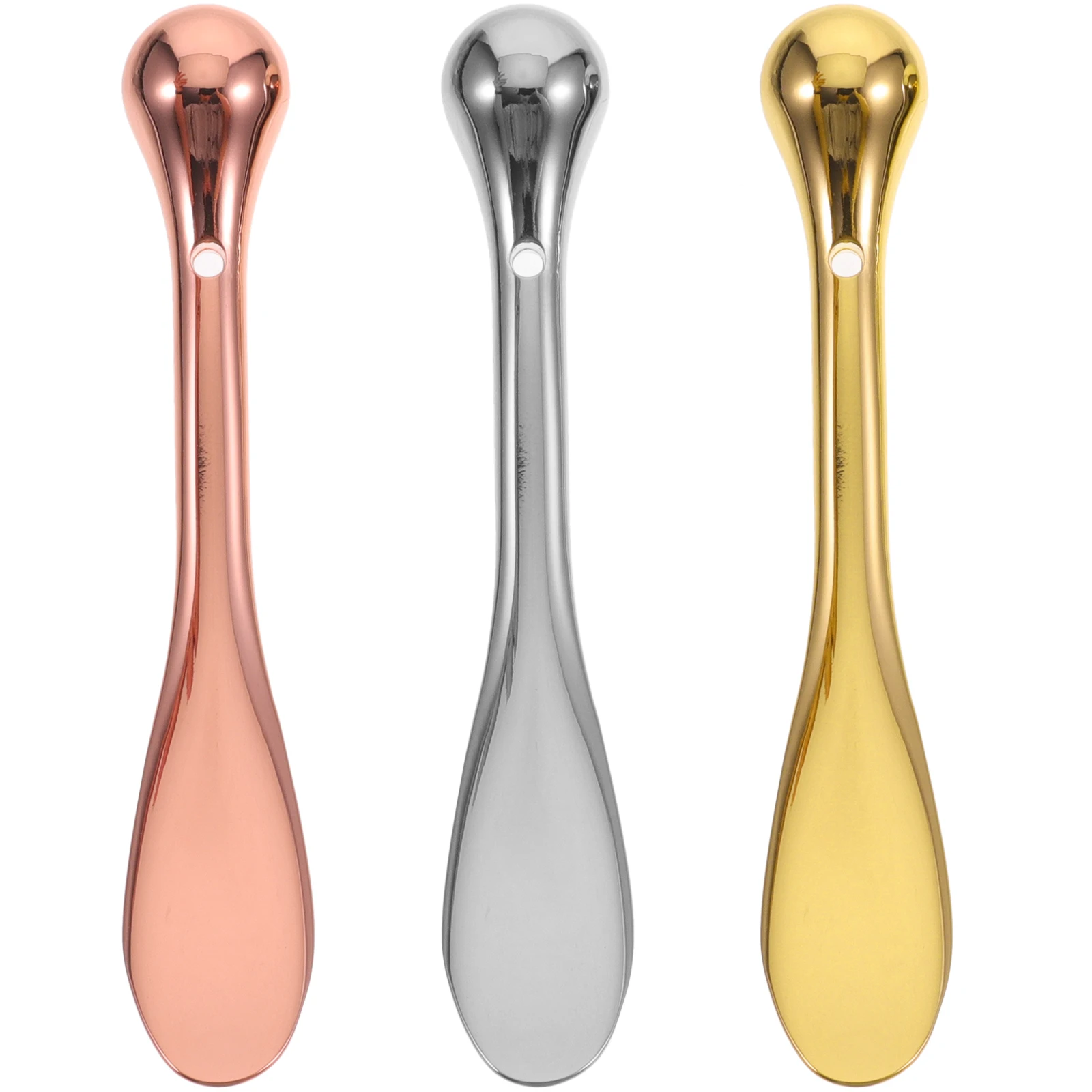 

3pcs Zinc Alloy Cream Spoon Eye Massager Stick Dual Use Beauty Tool Portable Makeup Eye Care Scoop Applicator Skincare Tool