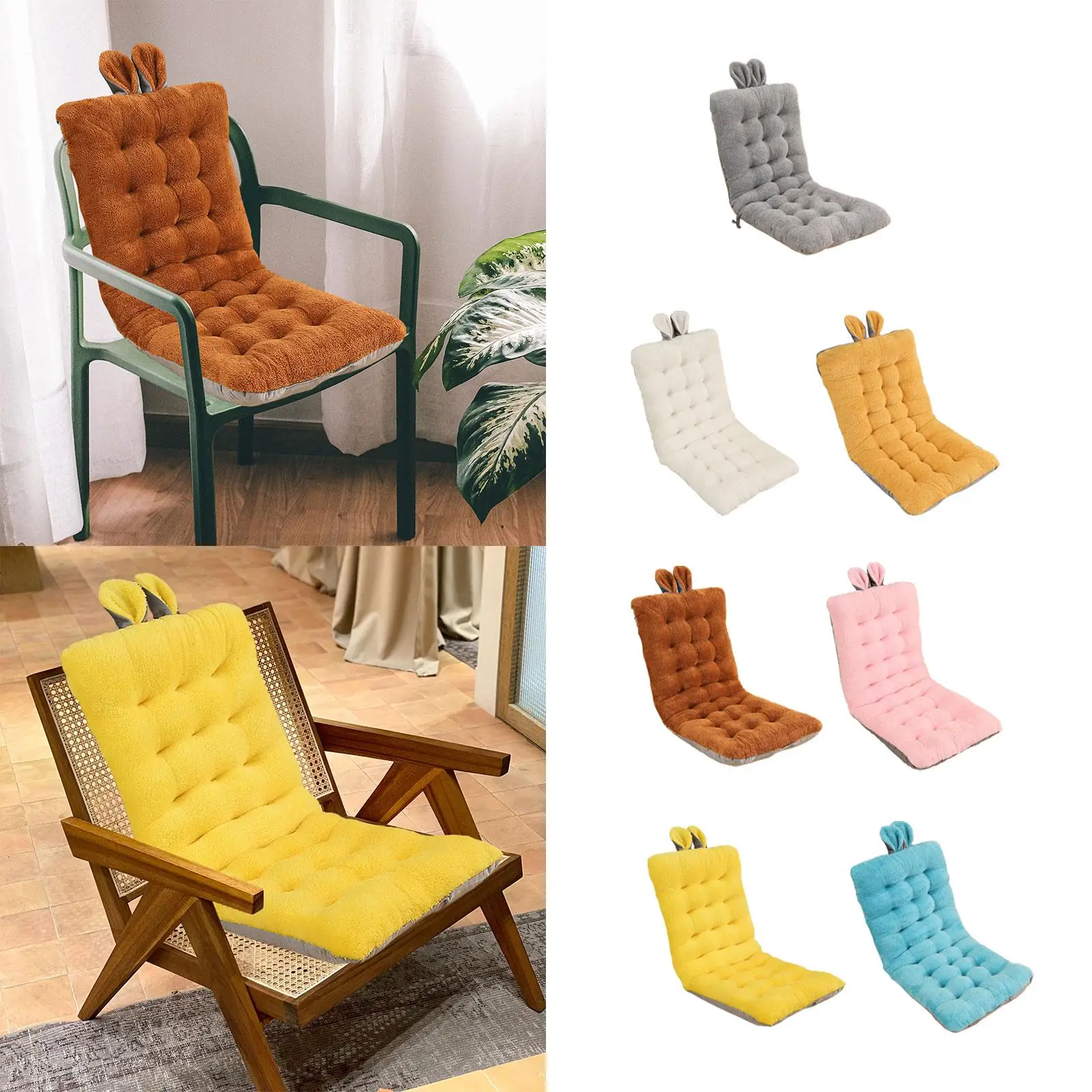 Office Chair Cushion Plush Soft Chair Mat Chair Seat Pad Back Cushion with Ties for Bedroom Living Room Dorm Apartment Patio