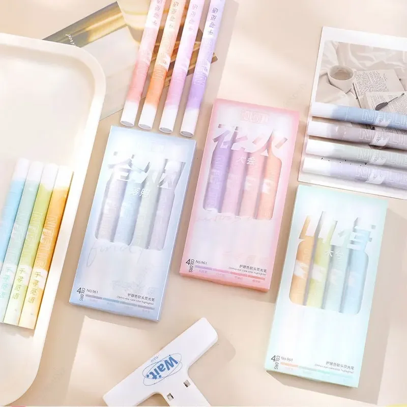 4 Teile/satz Textmarker Stifte Farbverlauf Highlighter Marker Sammelalbum Kawaii Schreibwaren Studenten Nette Schule Bürobedarf