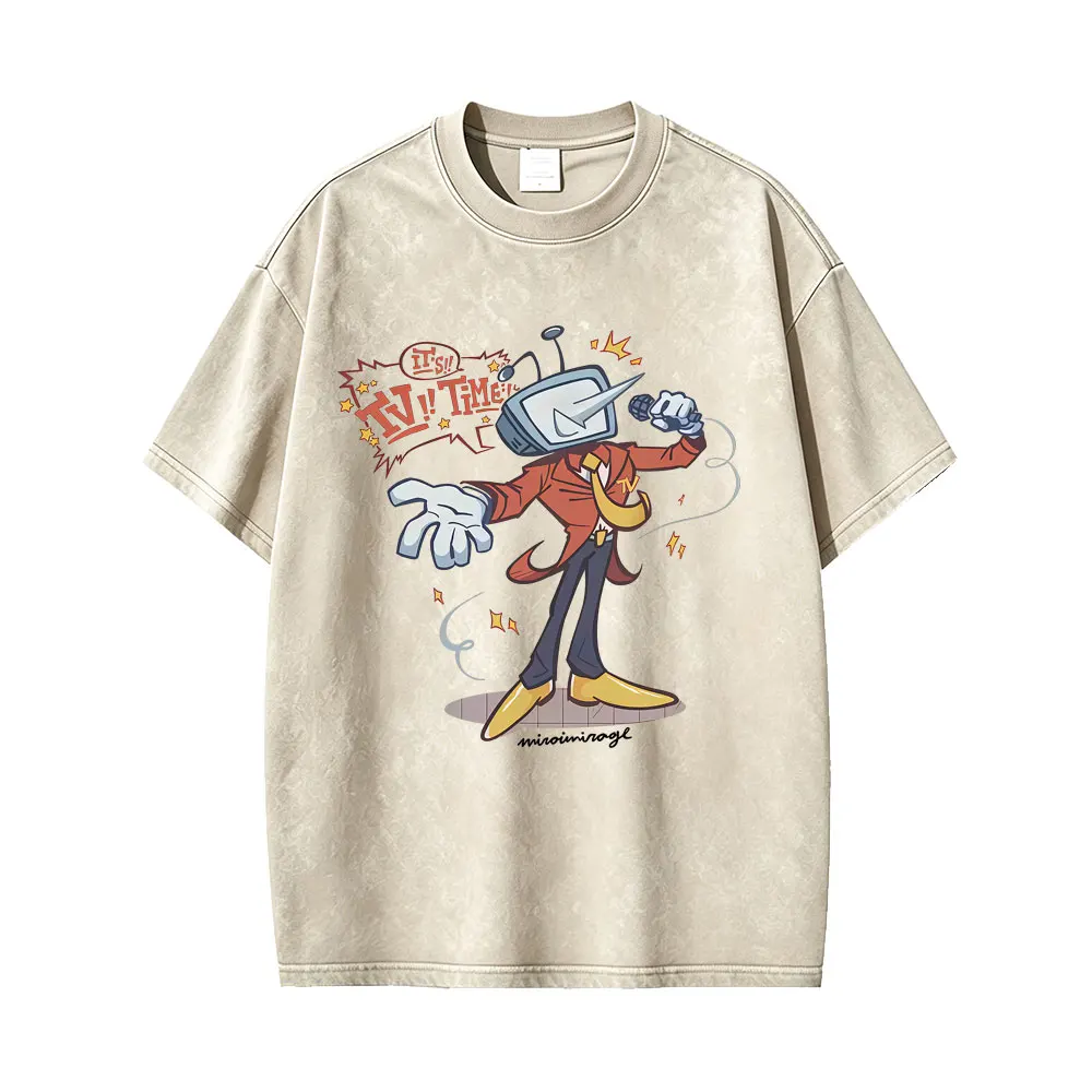 Washed Vintage Game Deltarune Spamton Funny Meme T-shirt Men's Women Clothing Casual Humor Lover Short Sleeve Oversized T Shirts