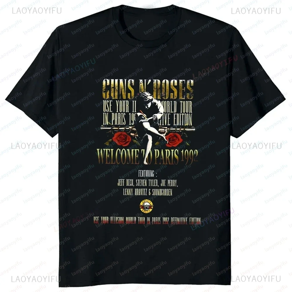 Streetwear Guns N Roses Loose Short Sleeve T-shirt Summer Trend Harajuku Short Sleeve Unisex Shirt Graphic Oversized T-shirt