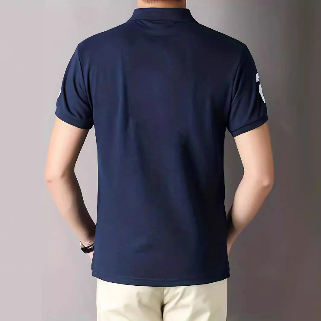 High Quality Men Polo Shirt Embroidery Dubai Casual Sports Foreign Navy Blue European Plus Size Short Sleeve Tshirts for Man