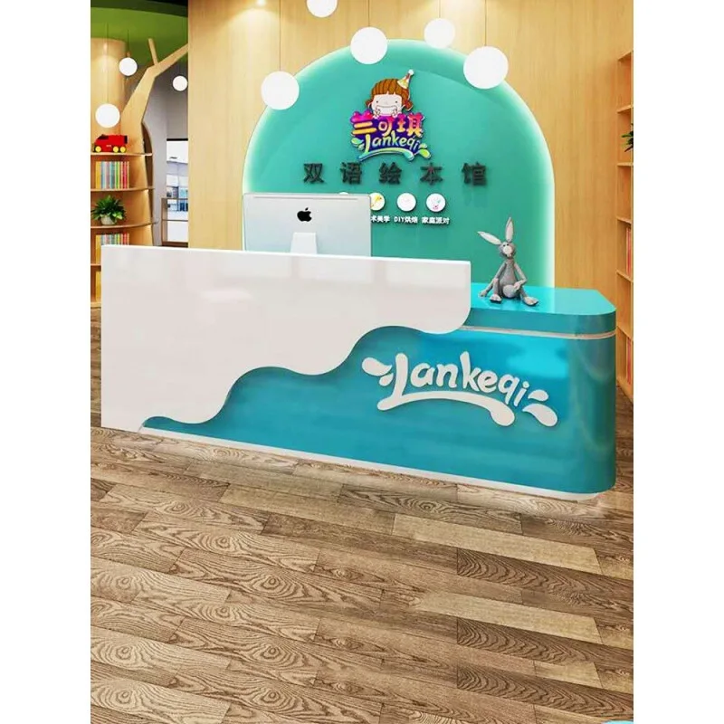 Kindergarten early education front desk reception baking paint front desk education and training center consultation reception d