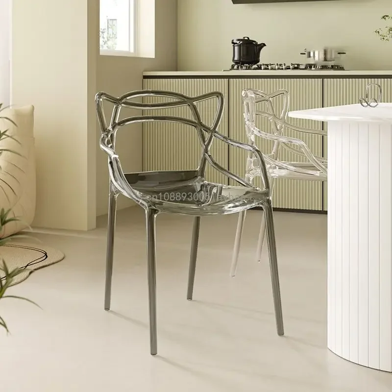 Acrylic Dining Chair Ins Household Transparent Chair Makeup Chair Backrest Crystal Stool Designer Plastic Chairs