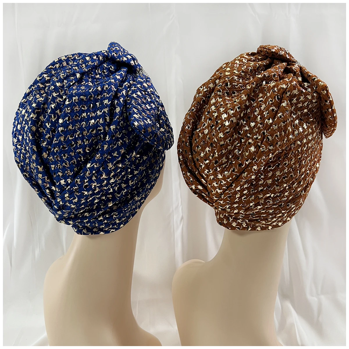 Wholesale Order Fashion Muslim Female Turban Hat Gold Stamp Velvet Hot Rhinestone Solid Indian Beanie Hair Bonnet Cap For Women