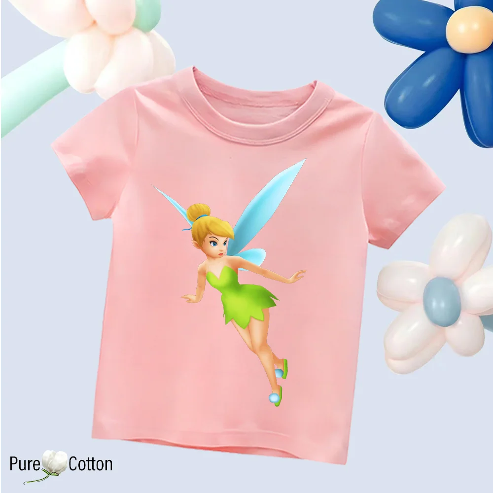 Children's multicolored t-shirt, green elf cartoon, simple and fashionable daily life, girl anime, short sleeved, comfortable