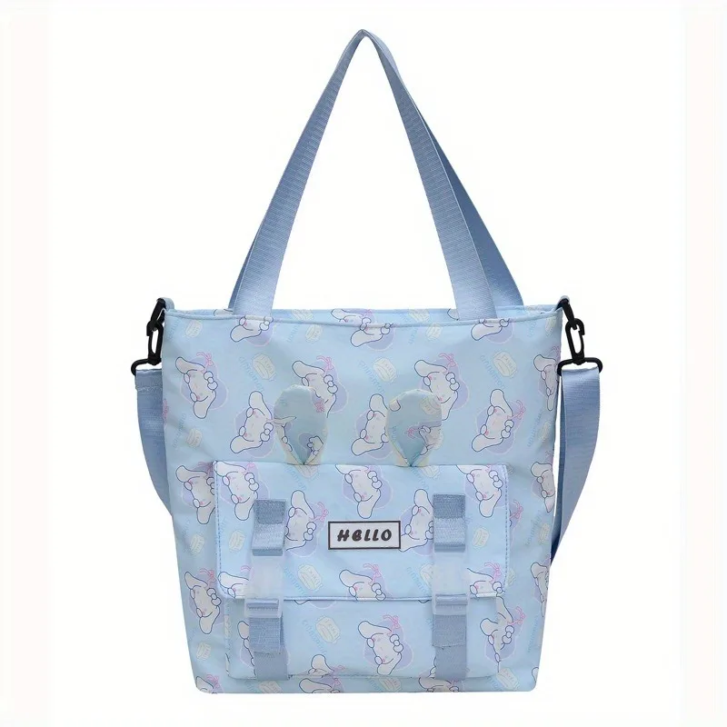 Sanrio Kuromi Cinnamoroll Melody Anime podwójnego zastosowania płócienna torba, Cartoon Tote torebka na ramię, uroczy, swobodny dodatek do