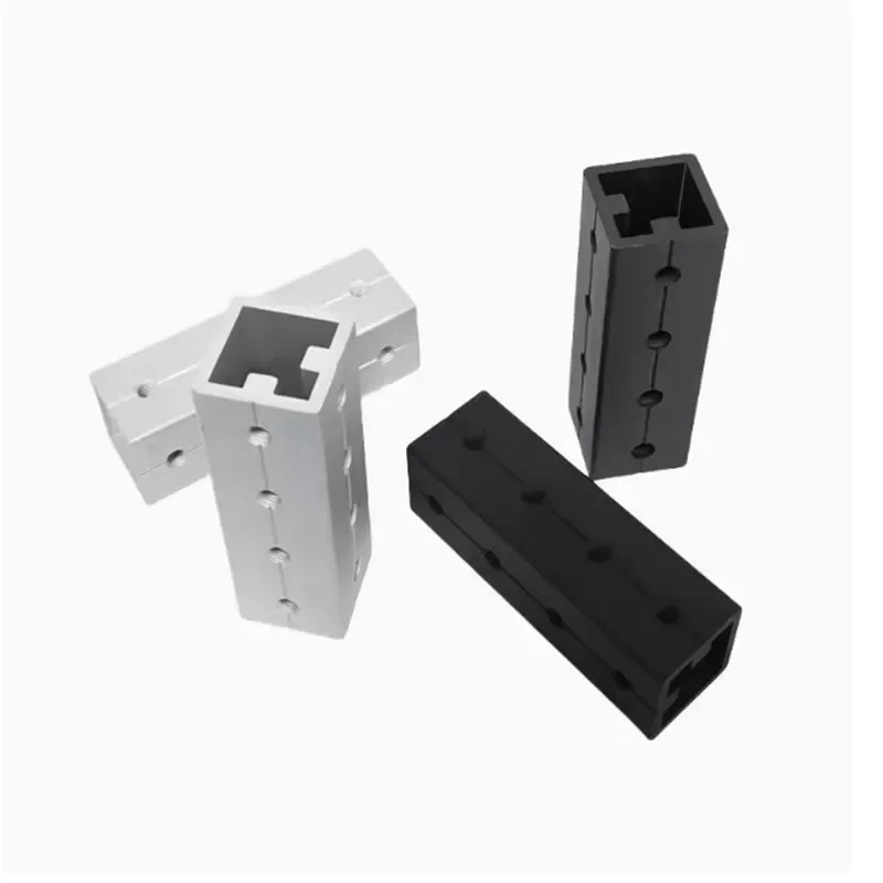 1 Uds  Pieza de conexión extendida a tope de perfil aluminio, manga cuadrada 2020 3030 4040, pieza empalme varilla soporte